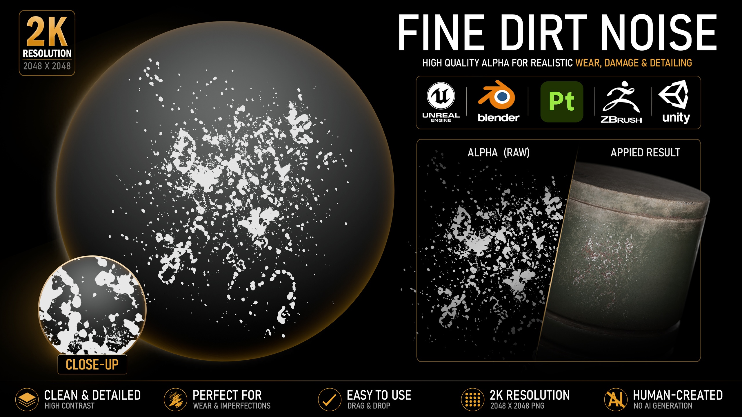 Media 1 for listing Fine Dirt Noise Alpha | High-Resolution Grunge Texture