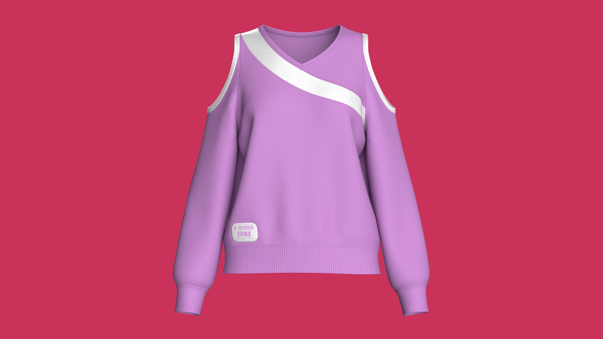 Media 1 for listing Girls Cold - Shoulder Diagonal Stripe Sweatshirt | High Poly