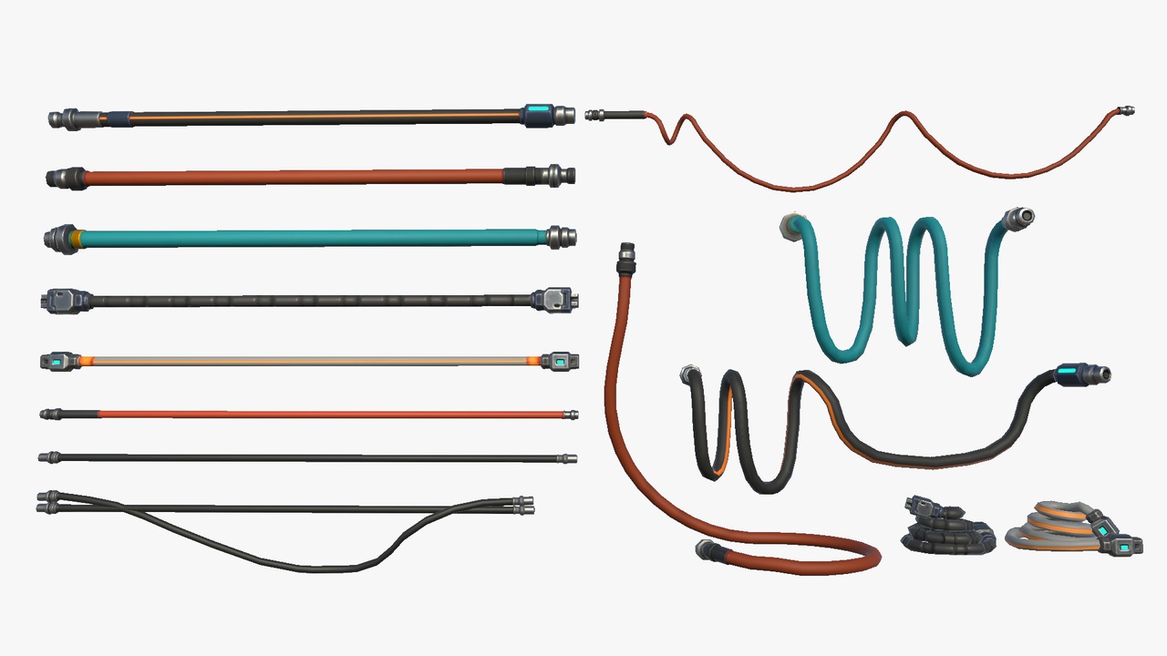 出品Stylized Sci-Fi Cyberpunk Cables Wires Tubes Connectors Cordのメディア1