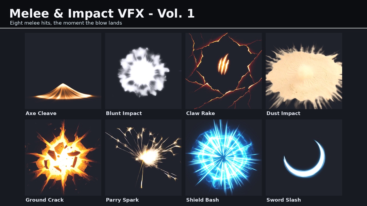 Media 1 for listing Melee & Impact VFX Vol. 1 - 32 Sprite Sheet Hits