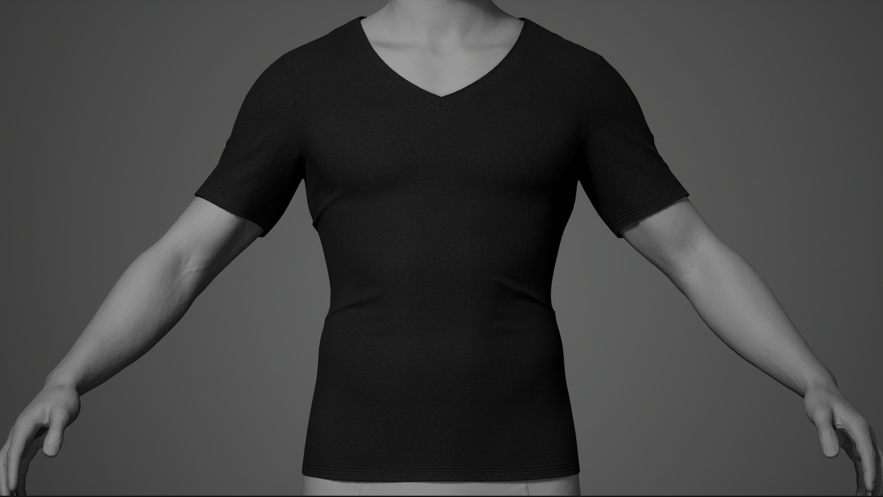 Media 1 for listing Fitted V-Neck T-Shirt for MetaHuman – Parametric Wardrobe (MHPKG)
