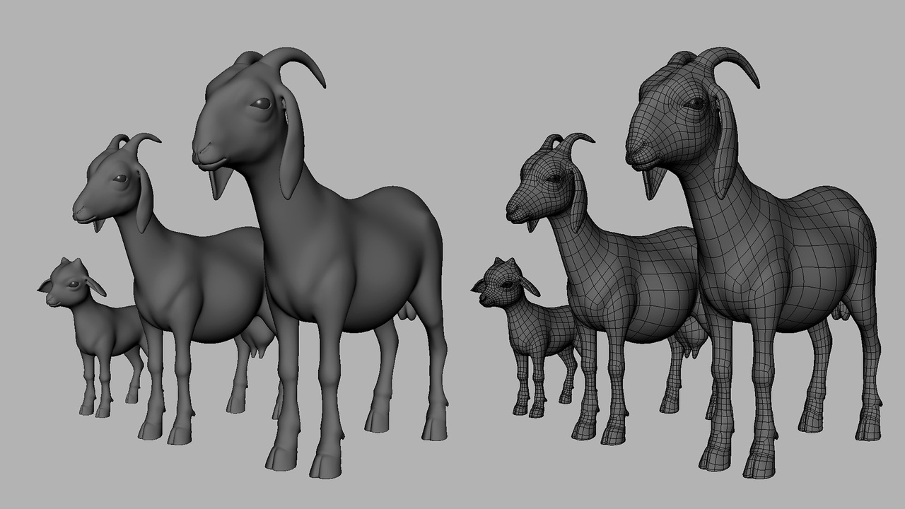 Media 1 for listing Goat Family - Topology + UV Map