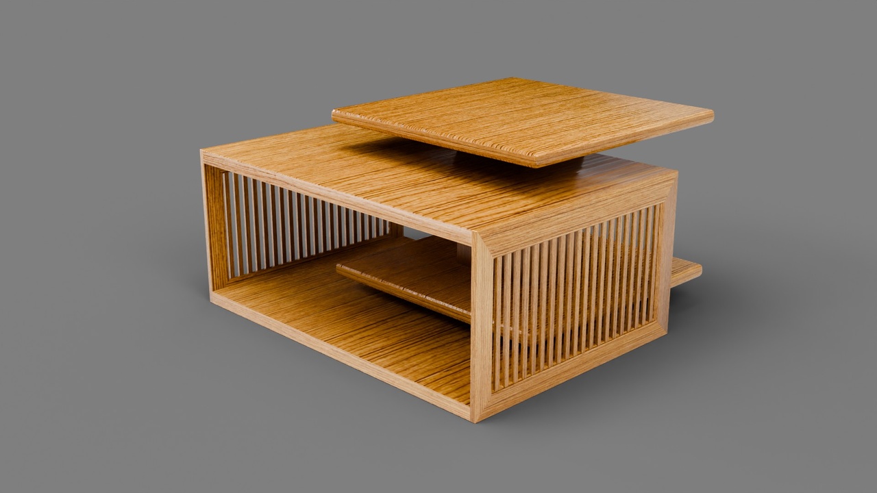 Media 1 for listing Stylized Slatted Wooden Coffee Table