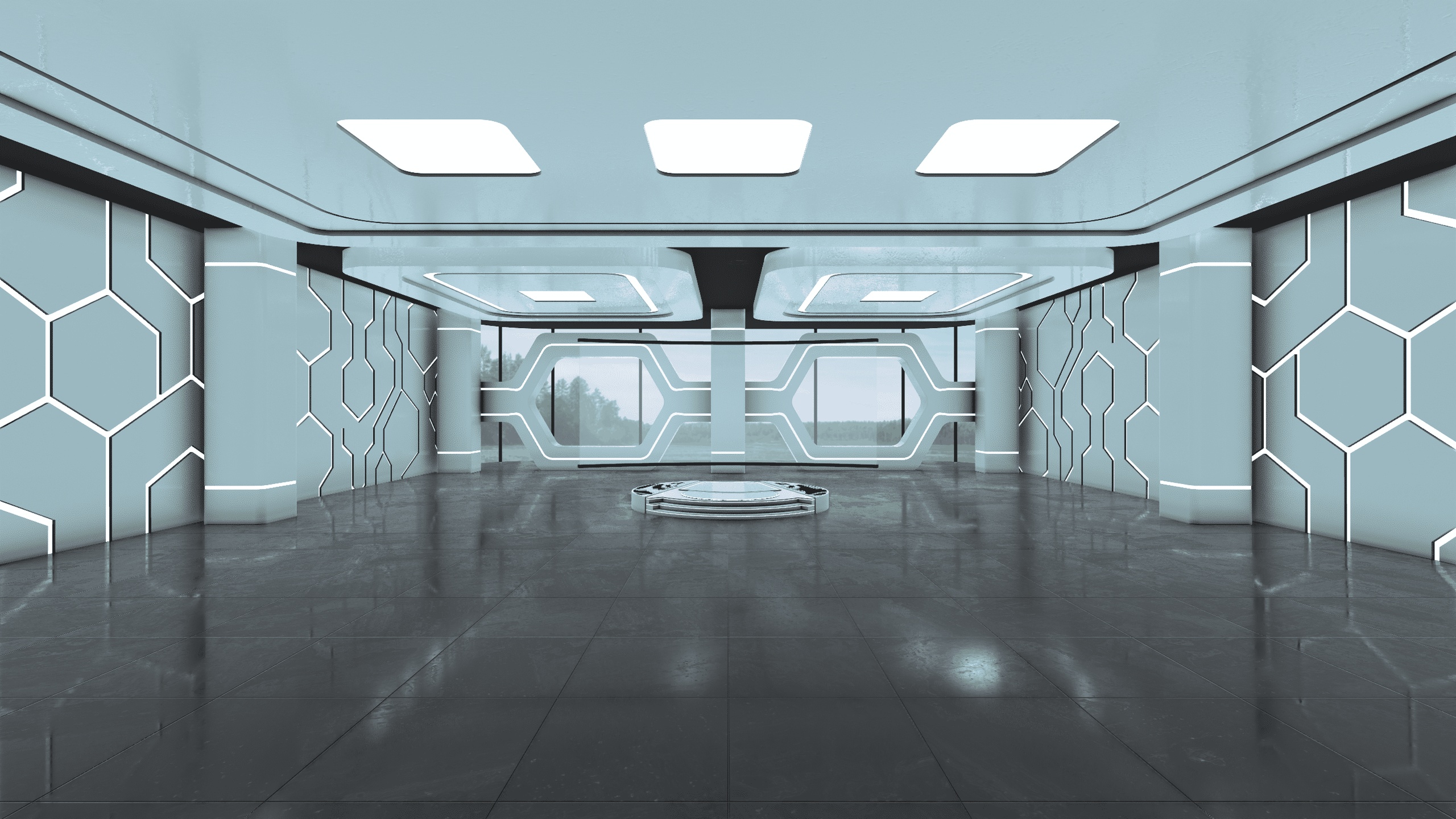 Media 1 for listing Futuristic Hexa-Tech Broadcast Studio Set