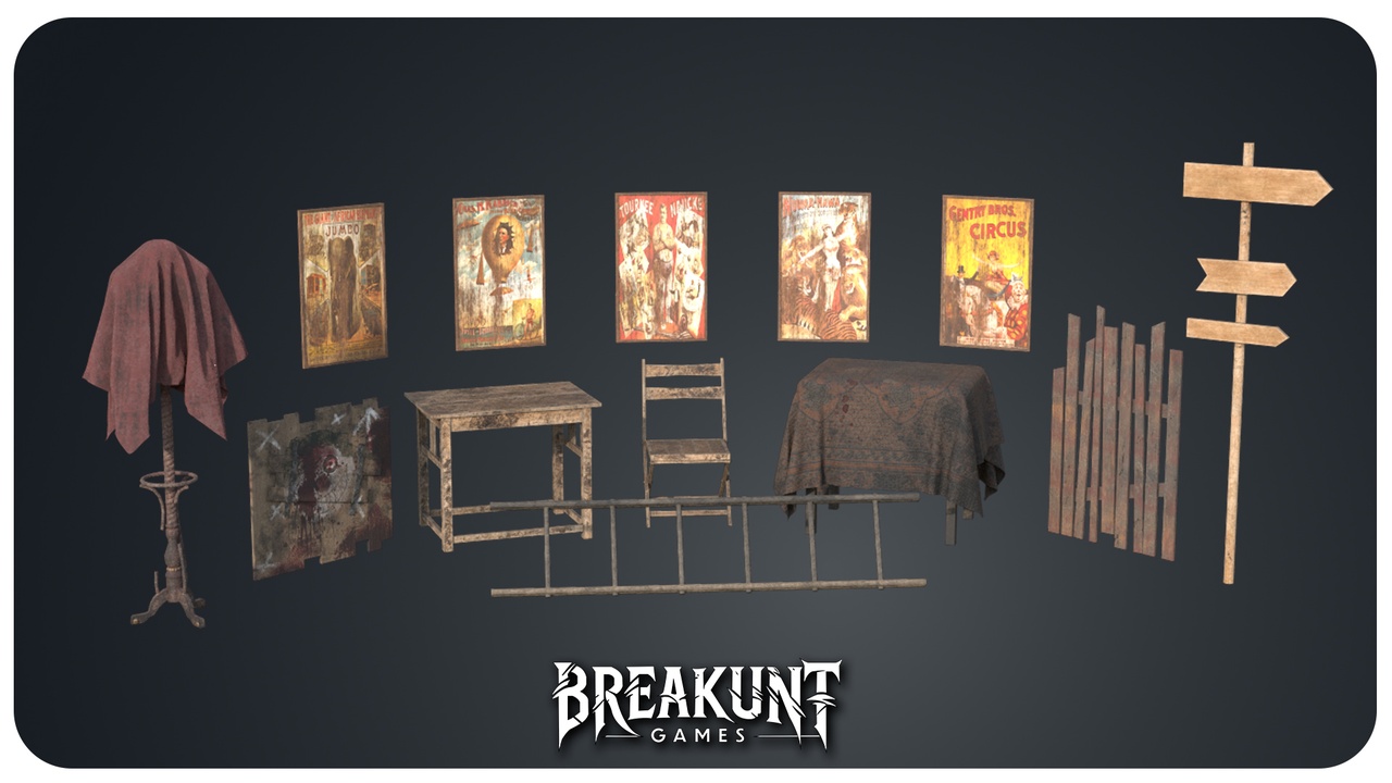 Media 1 for listing Horror Circus Furnitures | 16 assets (Horror, Circus, Carnival, Creepy, Haunted)