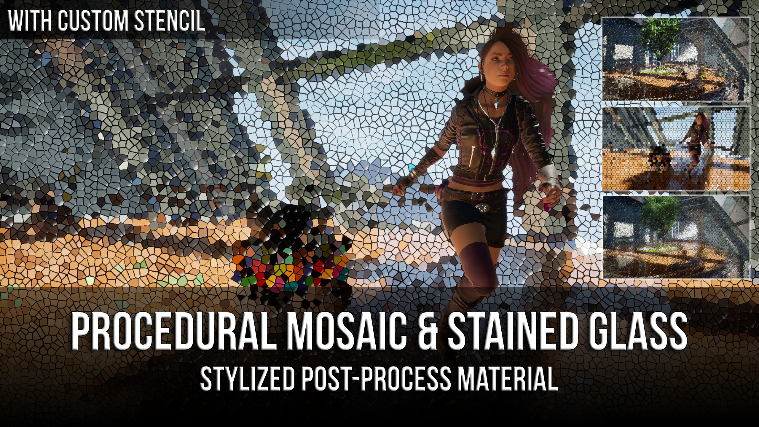 Procedural Mosaic & Stained Glass: Stylized Post-Process Material | Fab