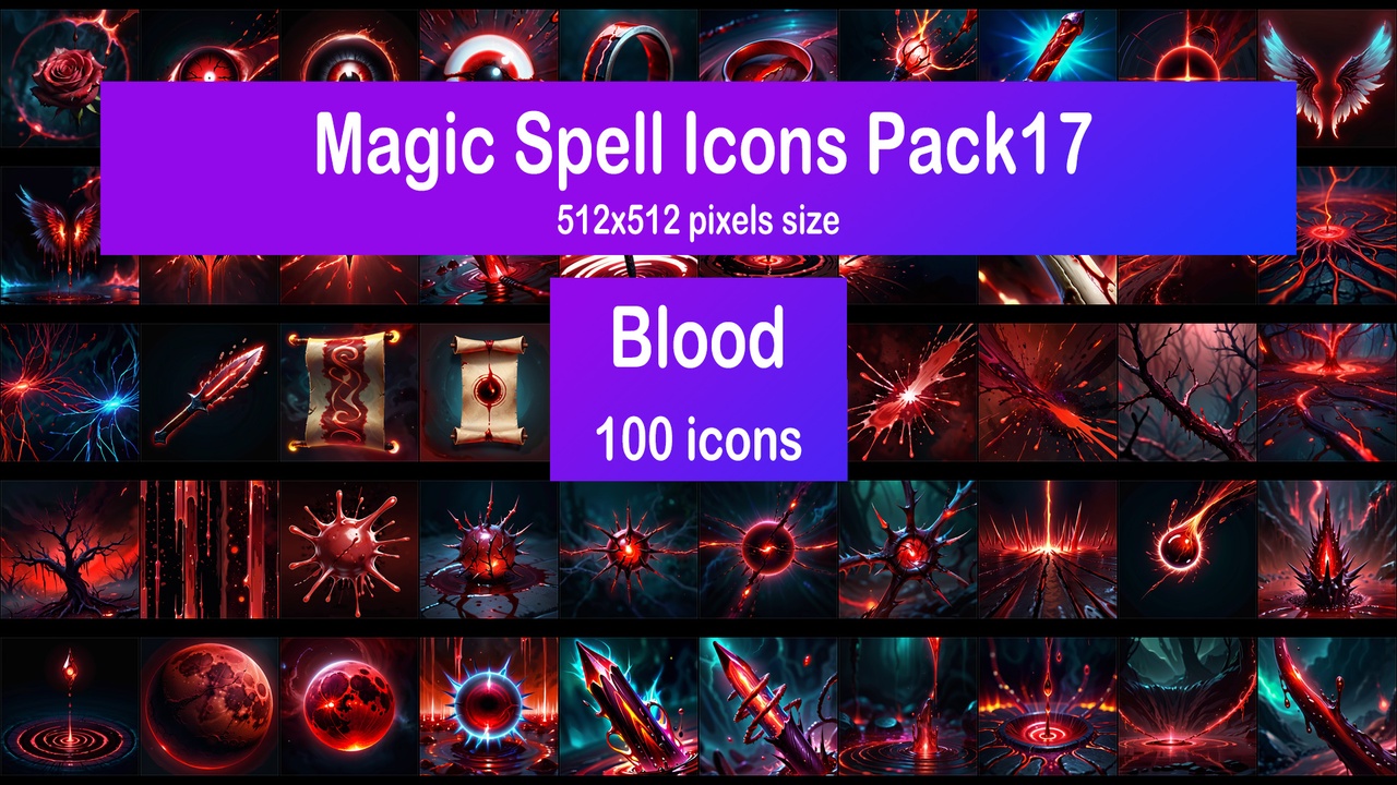 Media 1 for listing Magic Spell Icons Pack17 - Blood