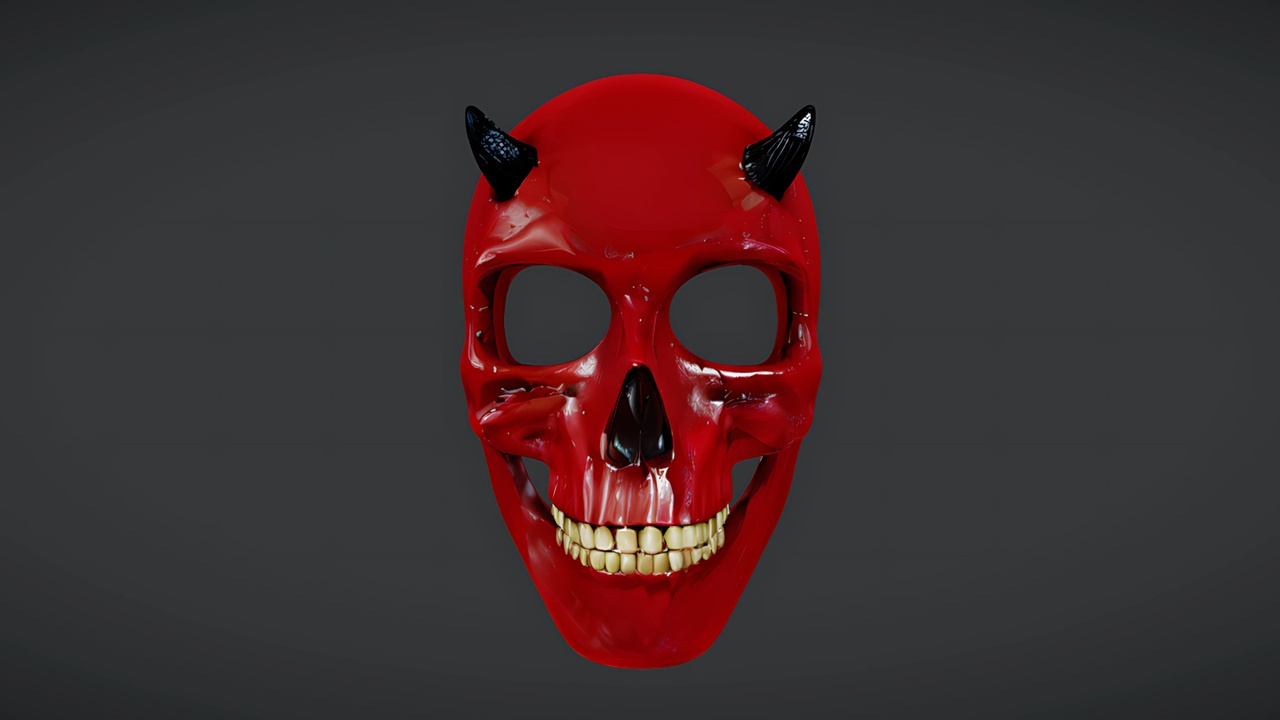 Media 1 for listing Red Devil Skull Mask