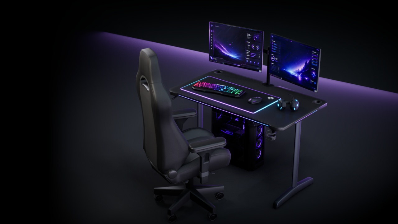 Media 1 for listing Realistic RGB Gaming Desk Setup Pack