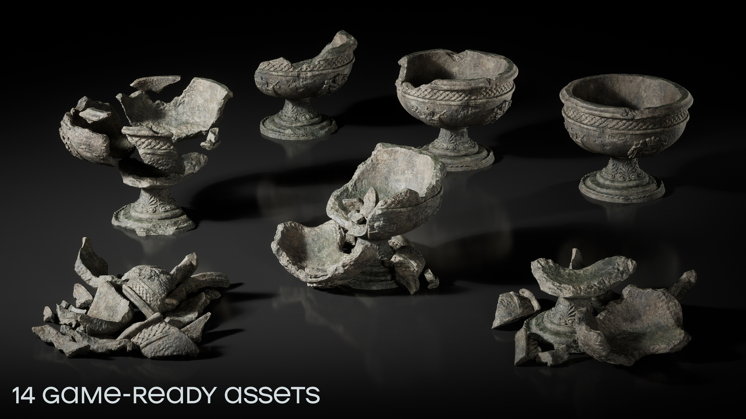 Media 1 for listing Ruined Stone Vases