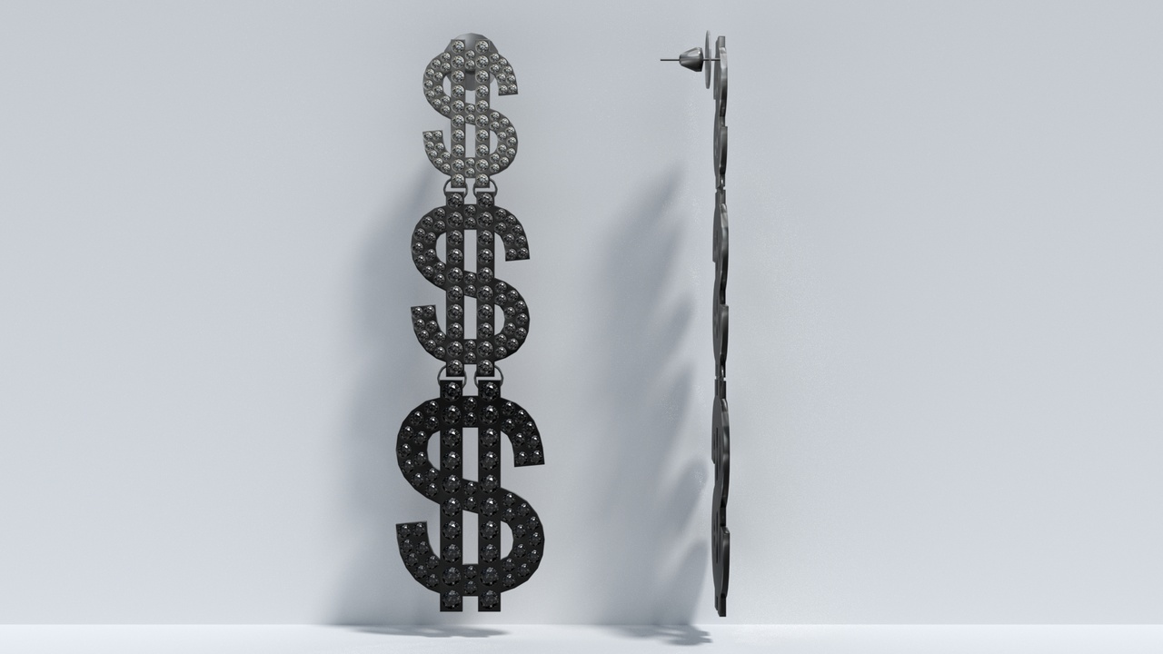 Media 1 for listing Dollar Sign Stud earrings