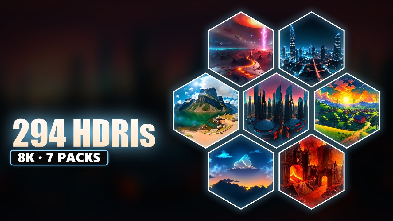 Media 1 for listing Seven Worlds 8K HDRI Bundle - 294 Skyboxes: City, Forest, Alien, Anime & Hell