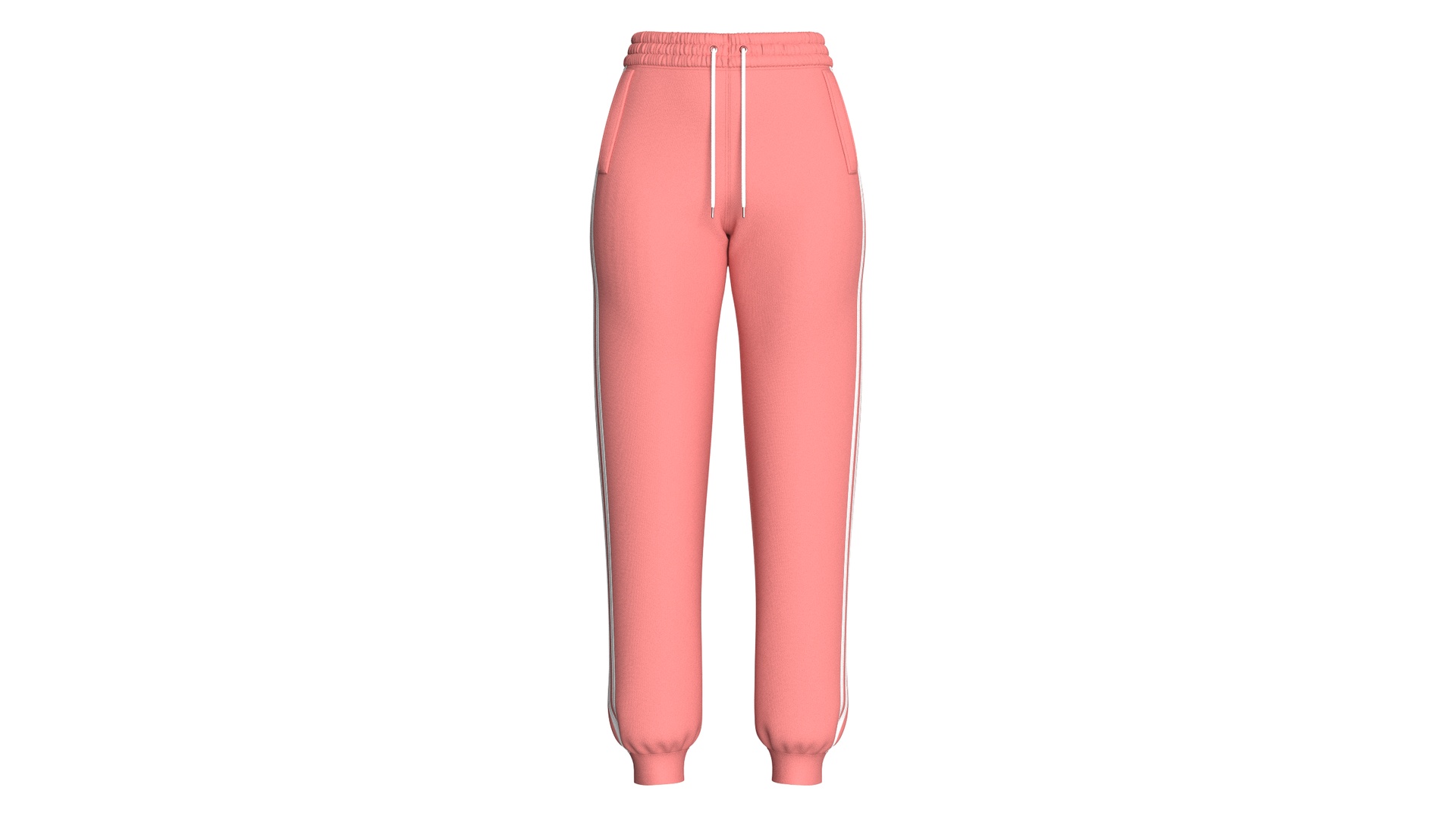 Media 1 for listing Girls Coral Pink Joggers With Side White Stripes | High Poly