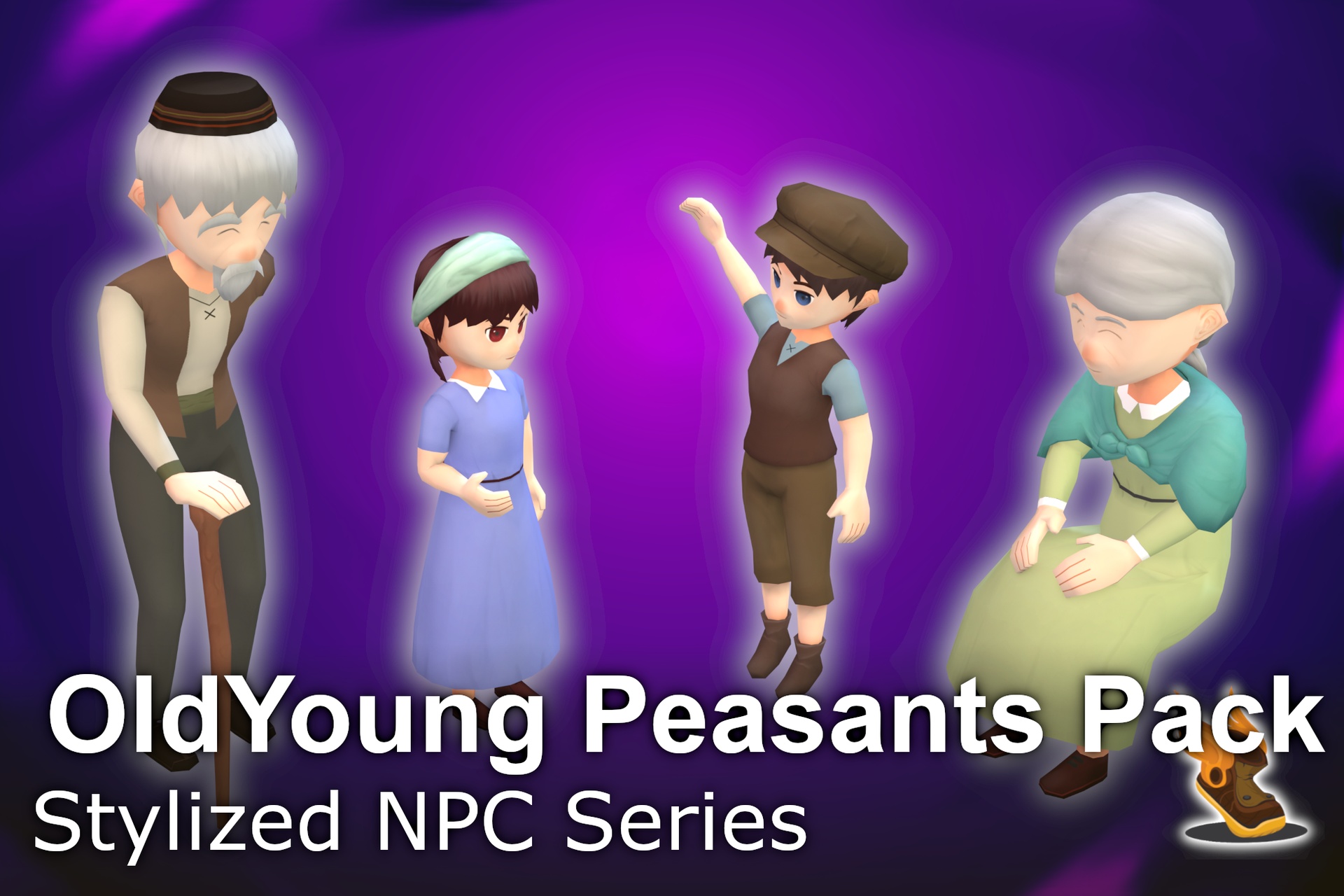 Stylized NPC - OldYoung Peasants Pack | Fab