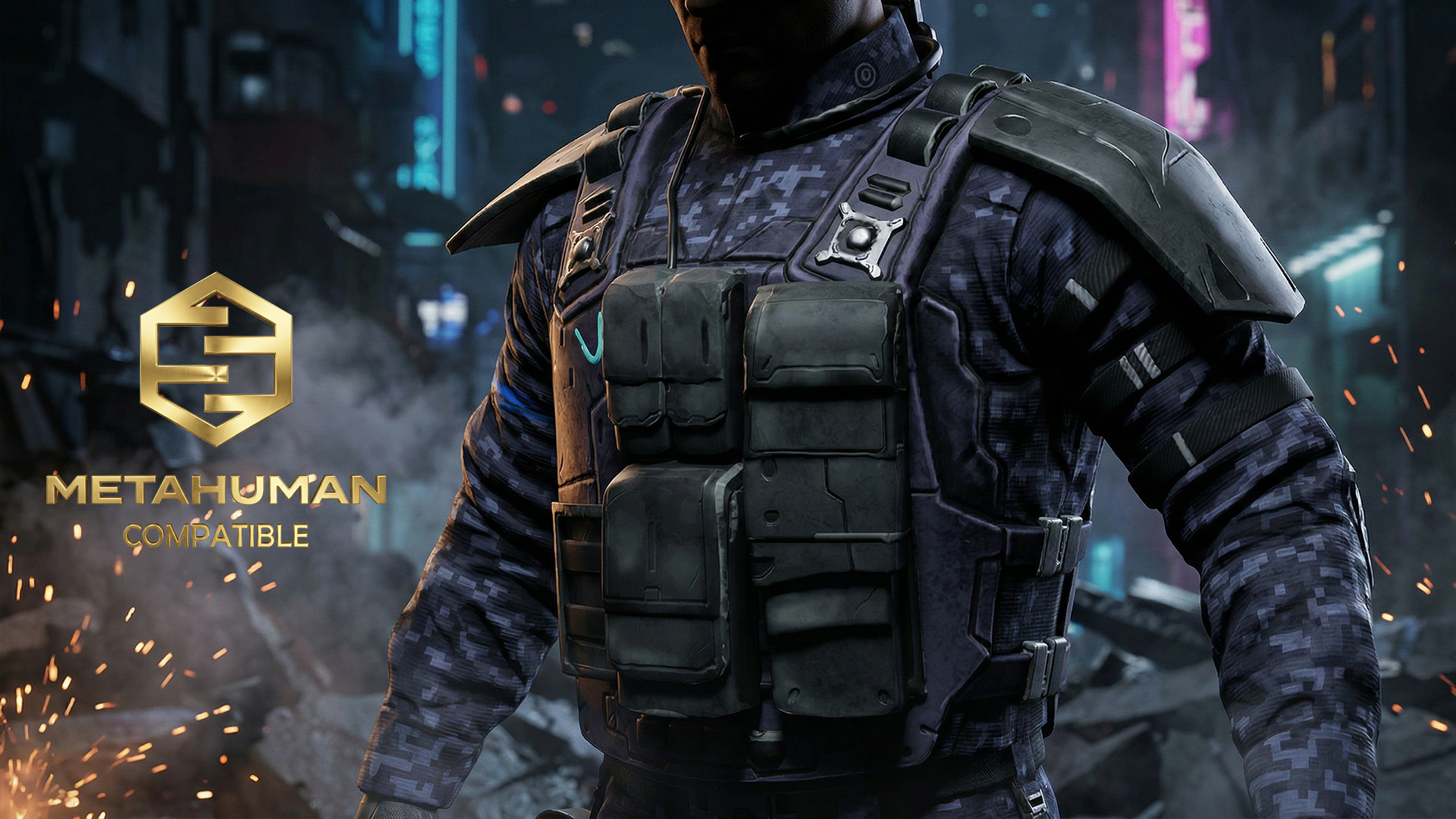 Futuristic Tactical Armor Vest with Shoulder Pads for Urban Combat | Fab