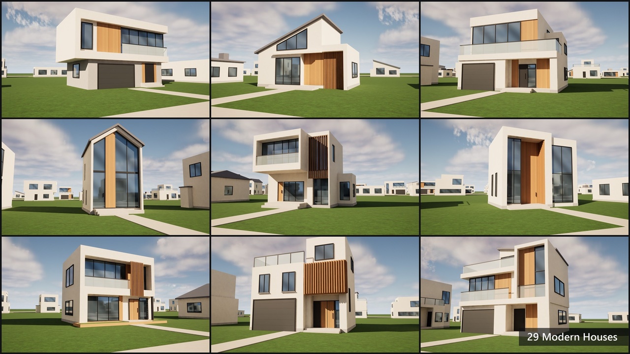 Media 1 for listing Low Poly Modern Houses - 29 Game-Ready Homes