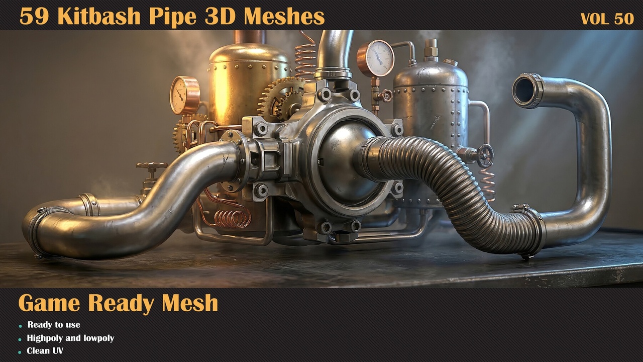 Media 1 for listing 59 Kitbash Pipe 3D Meshes - VOL 50