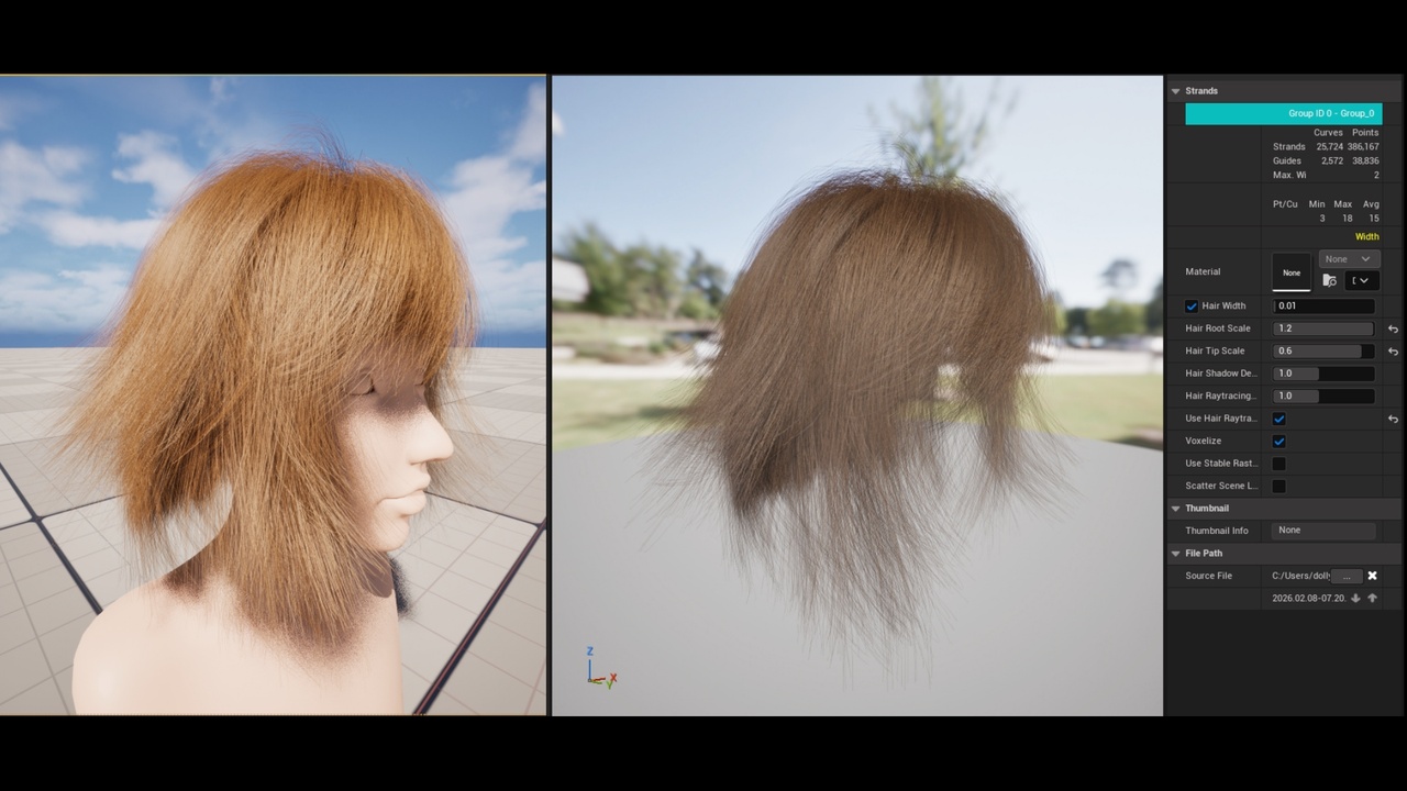 Média 1 pour l'article Realistic Short Female Hair Cards+Groom Dual Format Pack for Unreal Engine 5.7