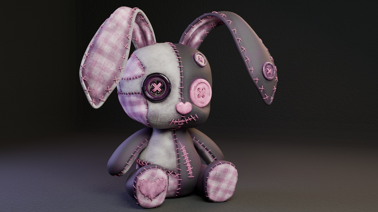 Media 1 for listing Creepy Cute Patchwork Bunny Plush 001