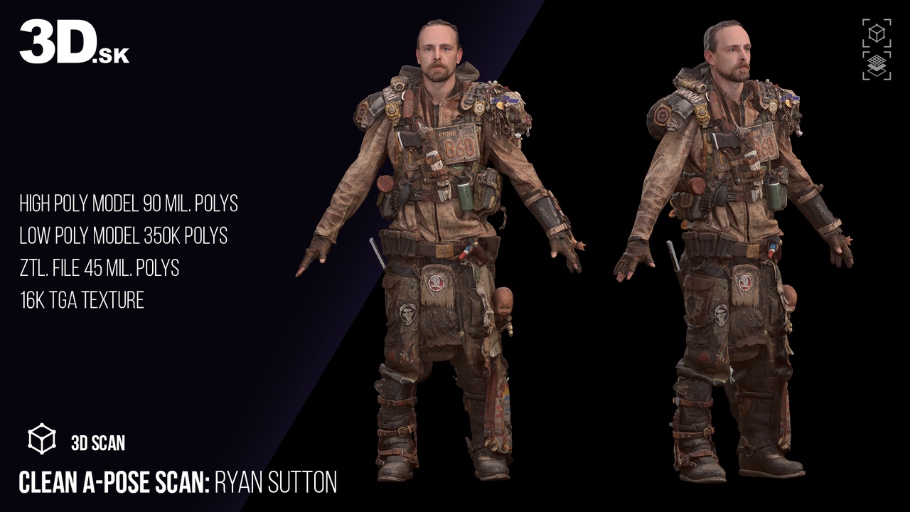 Media 1 for listing Male 3D Character Ryan Sutton - Clean A Pose Scan Army