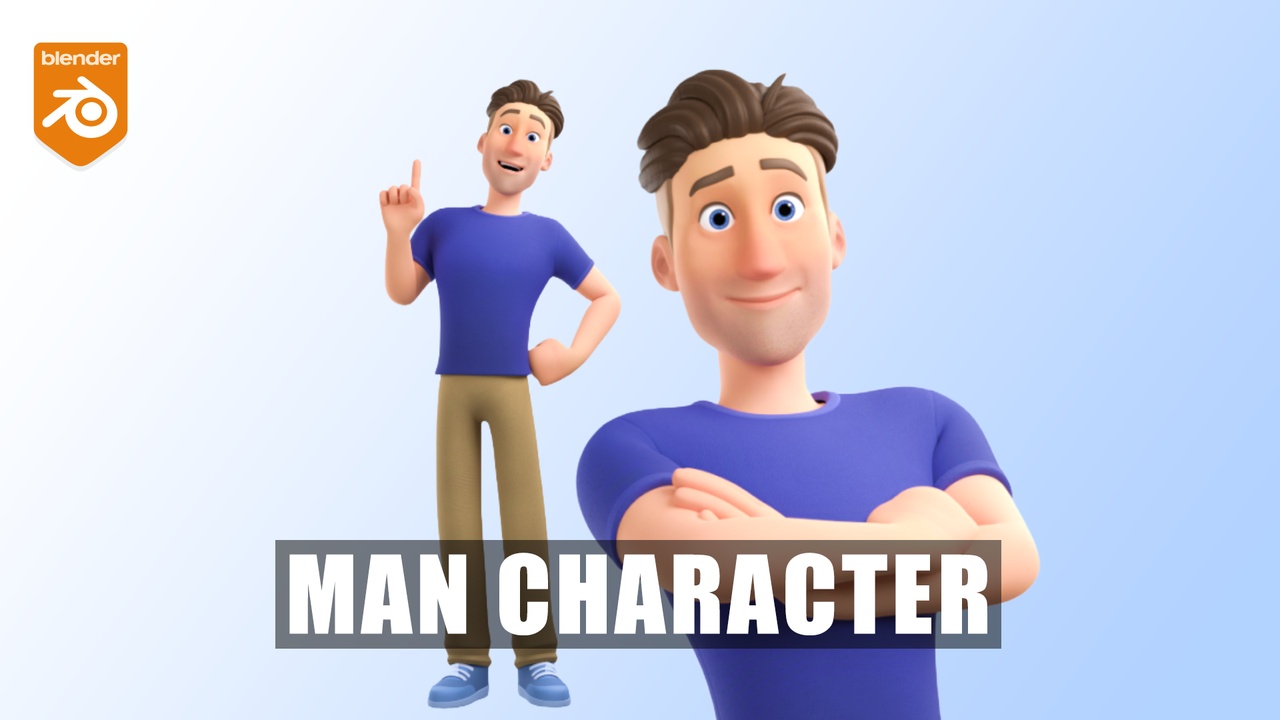 Media 1 for listing Man Cartoon Character Rigged In Rigged