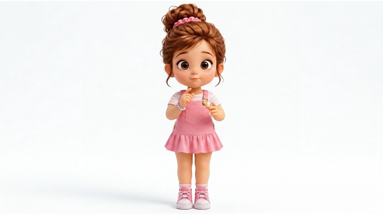 Media 1 for listing Cute Cartoon Girl Character Rigged 3D Model | Stylized Female Kid
