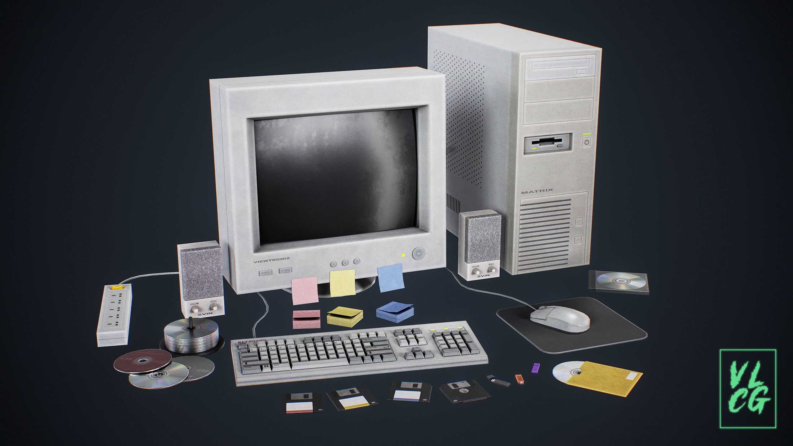 Media 1 for listing VLCG - Retro Computer Pack - Old Retro Office Desktop PC Workstation 1980s