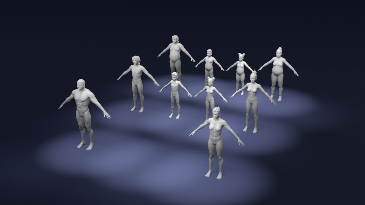 商品 Stylized Human Body Base Mesh 3D Model Pack – Rigged with IK/FK Switch (Game/Ani 的媒体 1