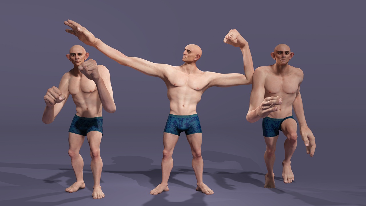 Media 1 for listing Long Arm Monster Humanoid Villain Fully Rigged Blendshapes 长臂  类人怪物反派角色全身绑定与面部表情