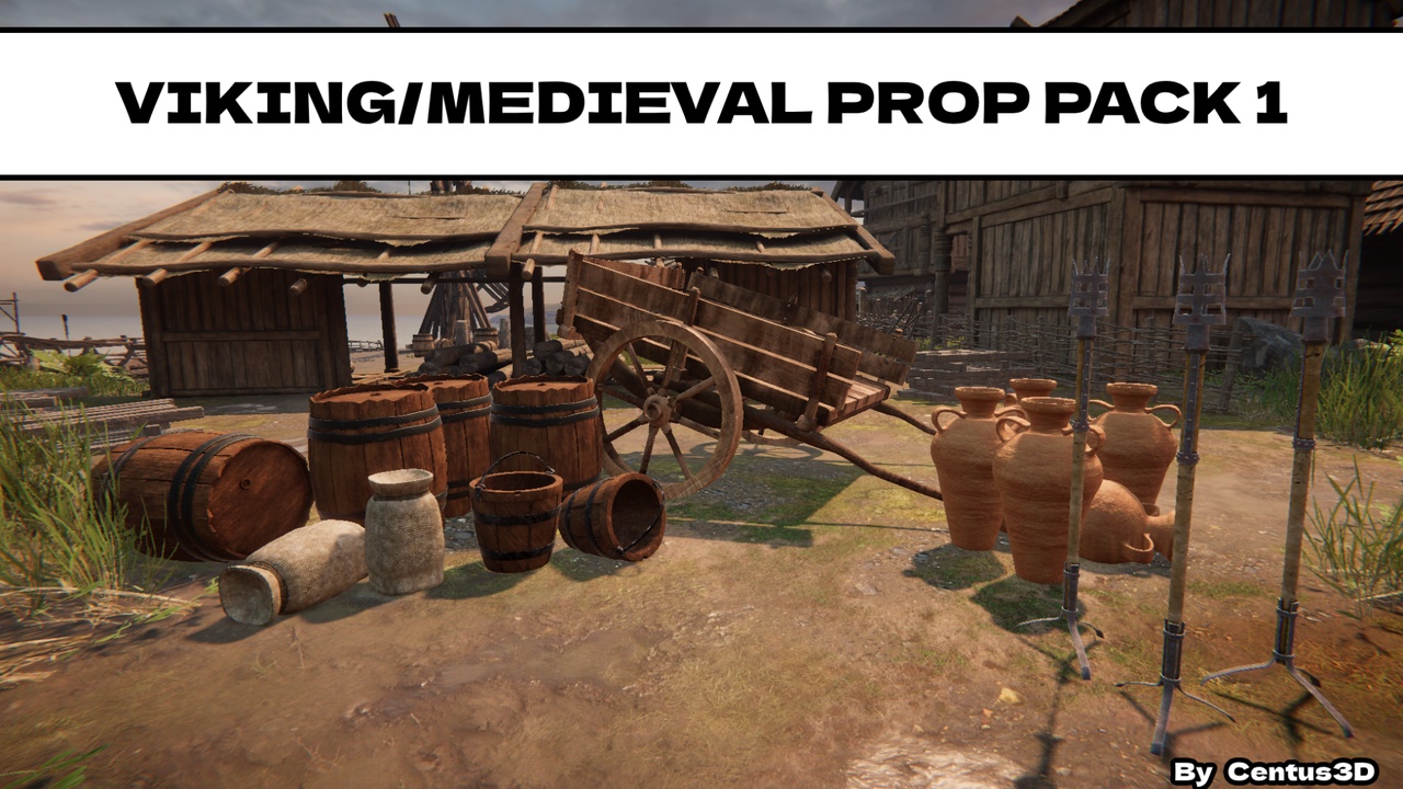 Media 1 for listing Medieval Viking Prop Pack Vol 1 - Game Ready PBR Assets Low-poly 3D model