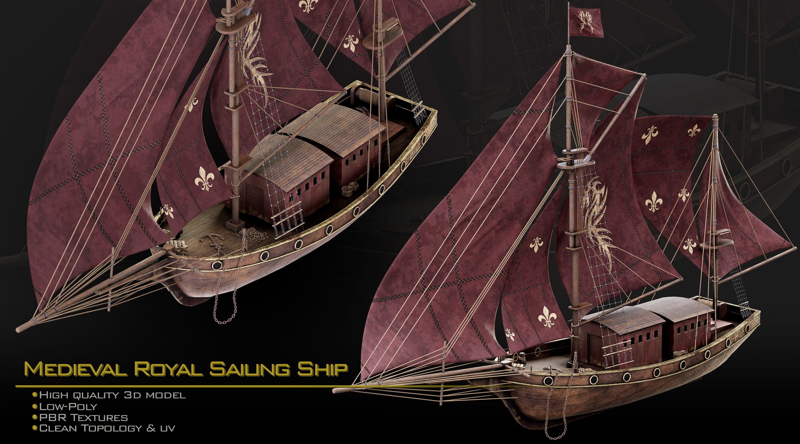 Media 1 for listing Royal Sailing Ship - Medieval Style