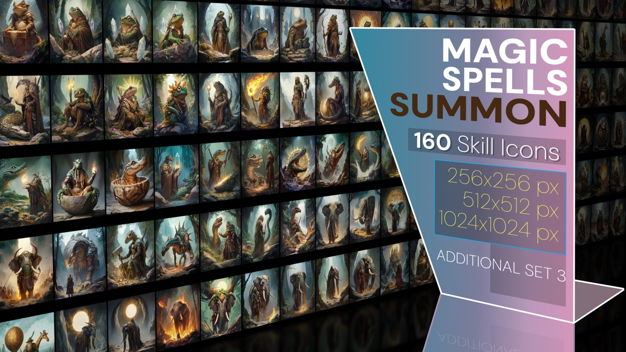 商品 160 additional magical spell icons themed around - Summon. Pack 3 的媒体 1