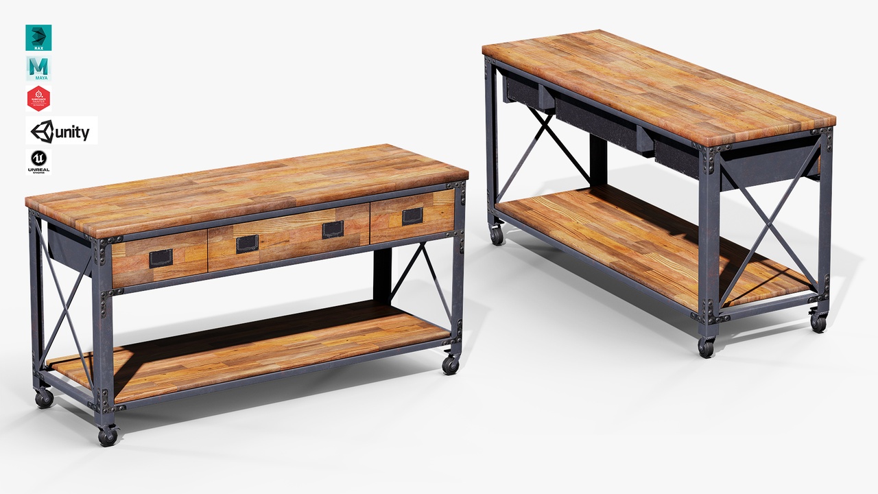 Media 1 for listing Metal And Wood Workbench