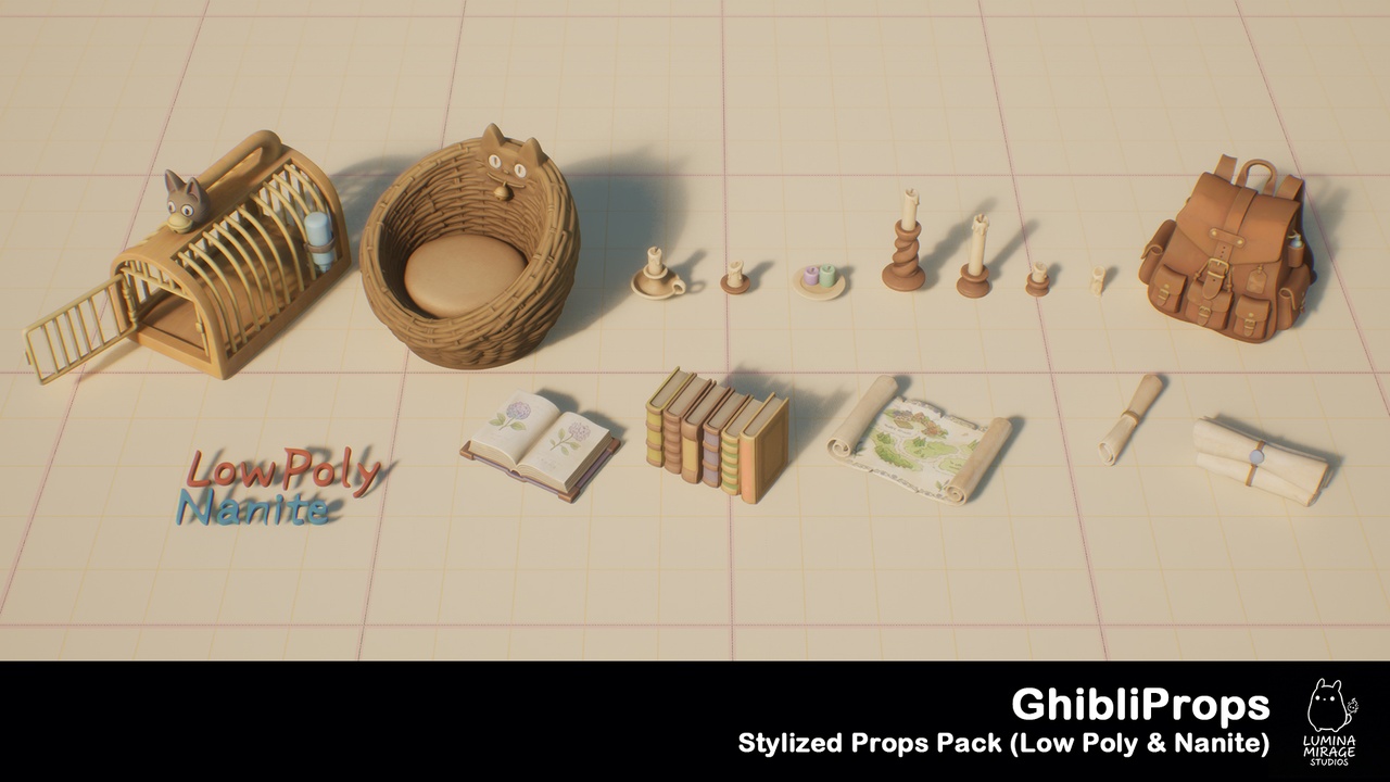Media 1 for listing GhibliProps – Stylized Props Pack_Set04 (Low Poly & Nanite)