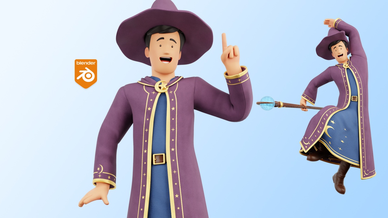 Media 1 for listing Cartoon Wizard Man Rigged