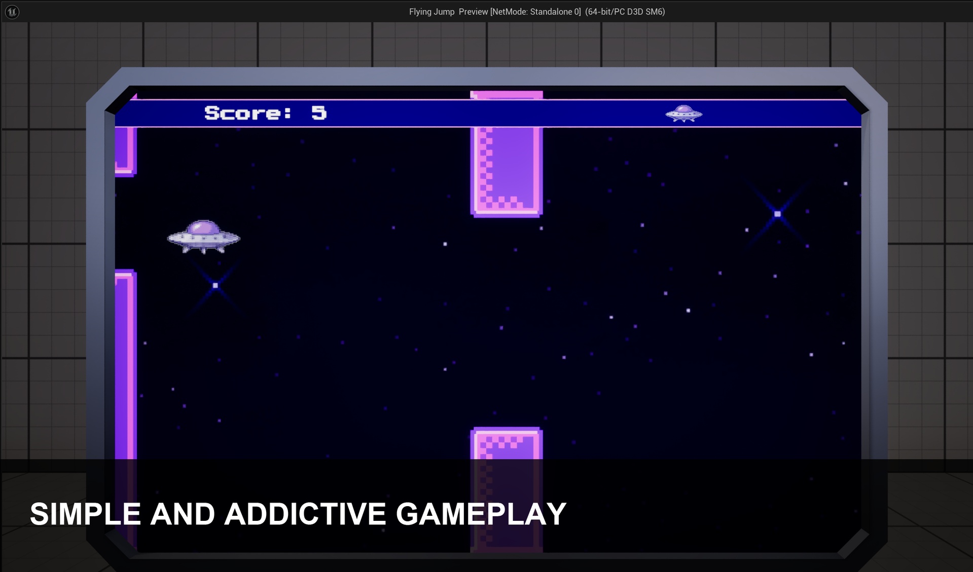 Media 1 for listing Flying Jump Microgame – Replayable pixel‑art game with network support