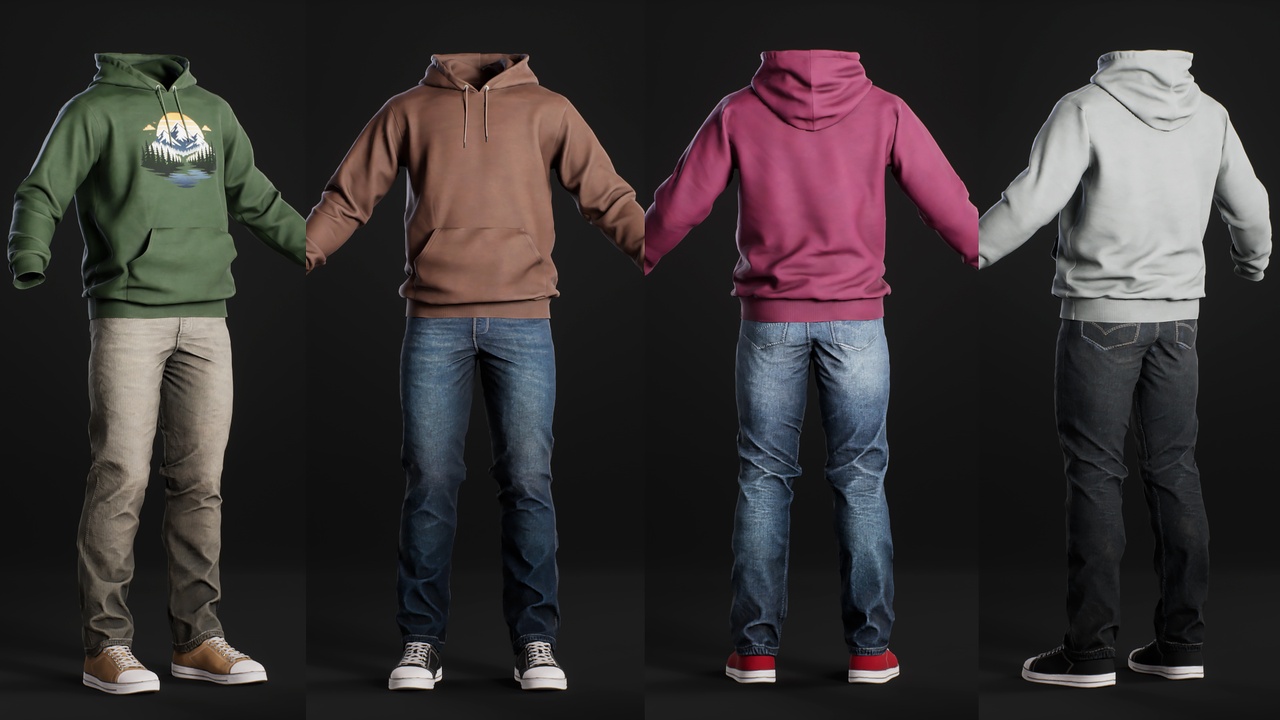 Media 1 for listing Hoodie Hood Jeans Outfit - Metahuman