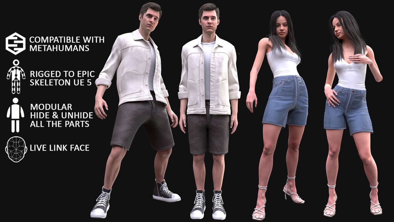 出品Men's and Women's Casual Outfit 10 - Modular - Riggedのメディア1