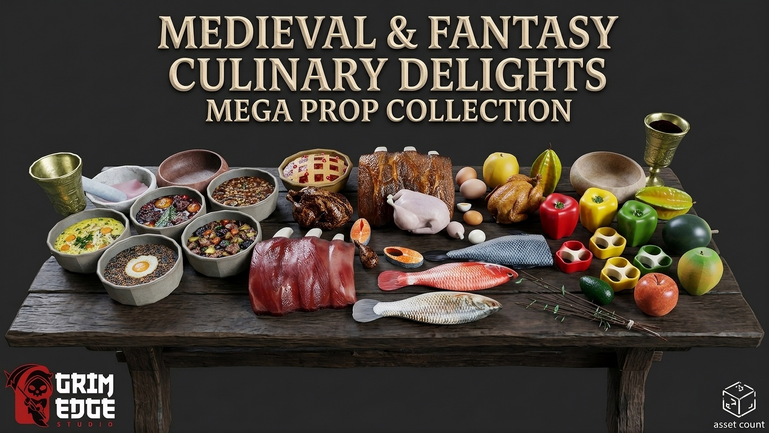 Media 1 for listing Medieval Food Stall Food Mega Prop Collection