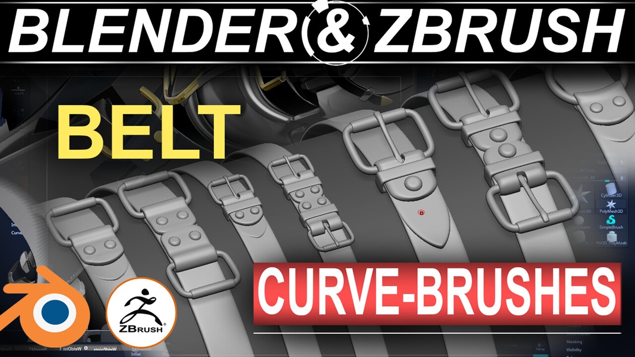 Media 1 for listing BELT-Curve-Brushes (Zbrush & Blender) - Game-Ready/UVed