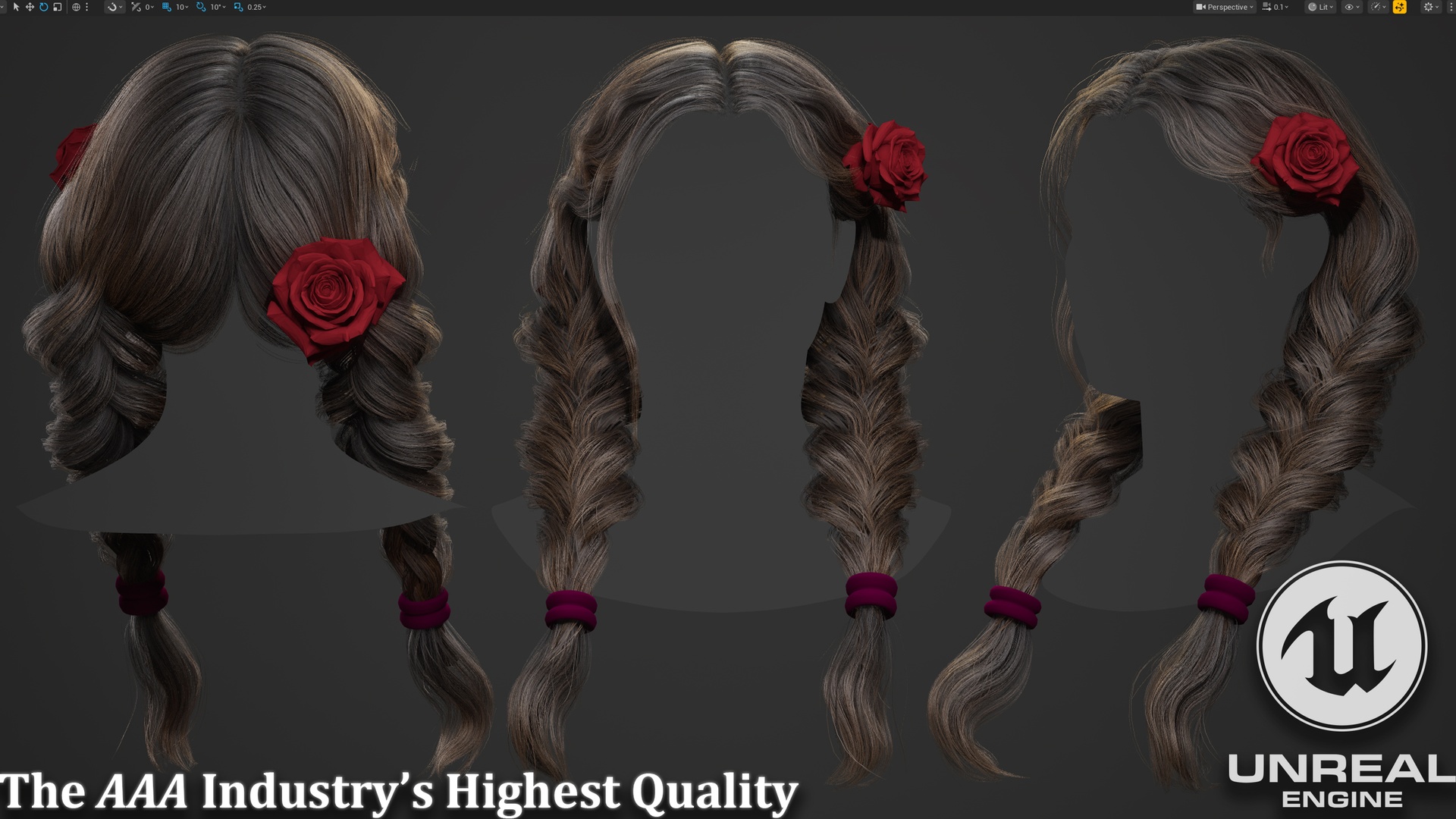 Media 1 for listing Dutch Braids Hair - Game Ready Realtime Hair