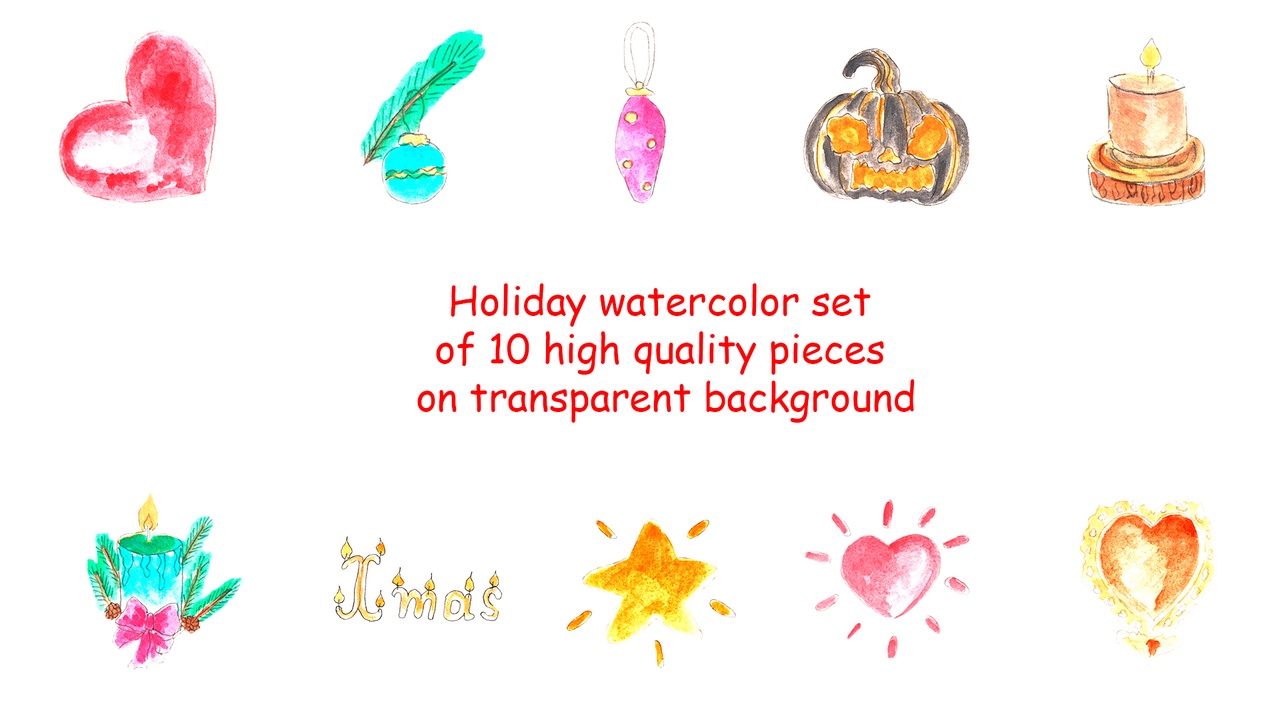 Media 1 for listing Watercolor Holiday Set 10 pcs