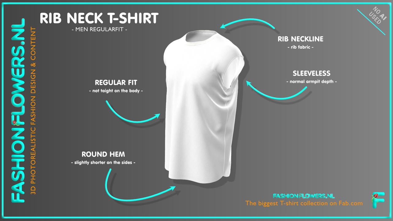 Media 1 for listing White Colour T-shirt Sleeveless | Round Neck Ribbed | Rounded Hem | No Sleeves