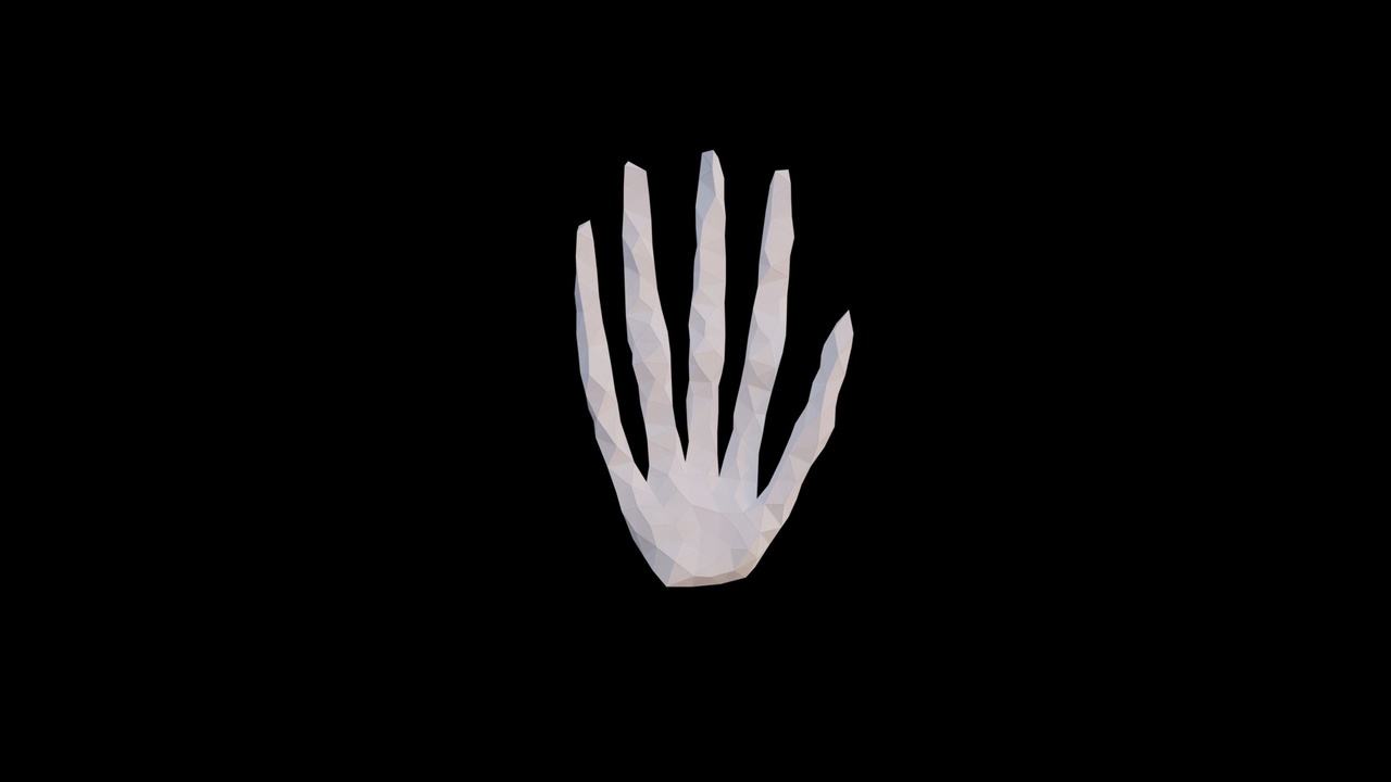 Media 1 for listing Origami human hand made out of triangles. Unfolding growing animation.