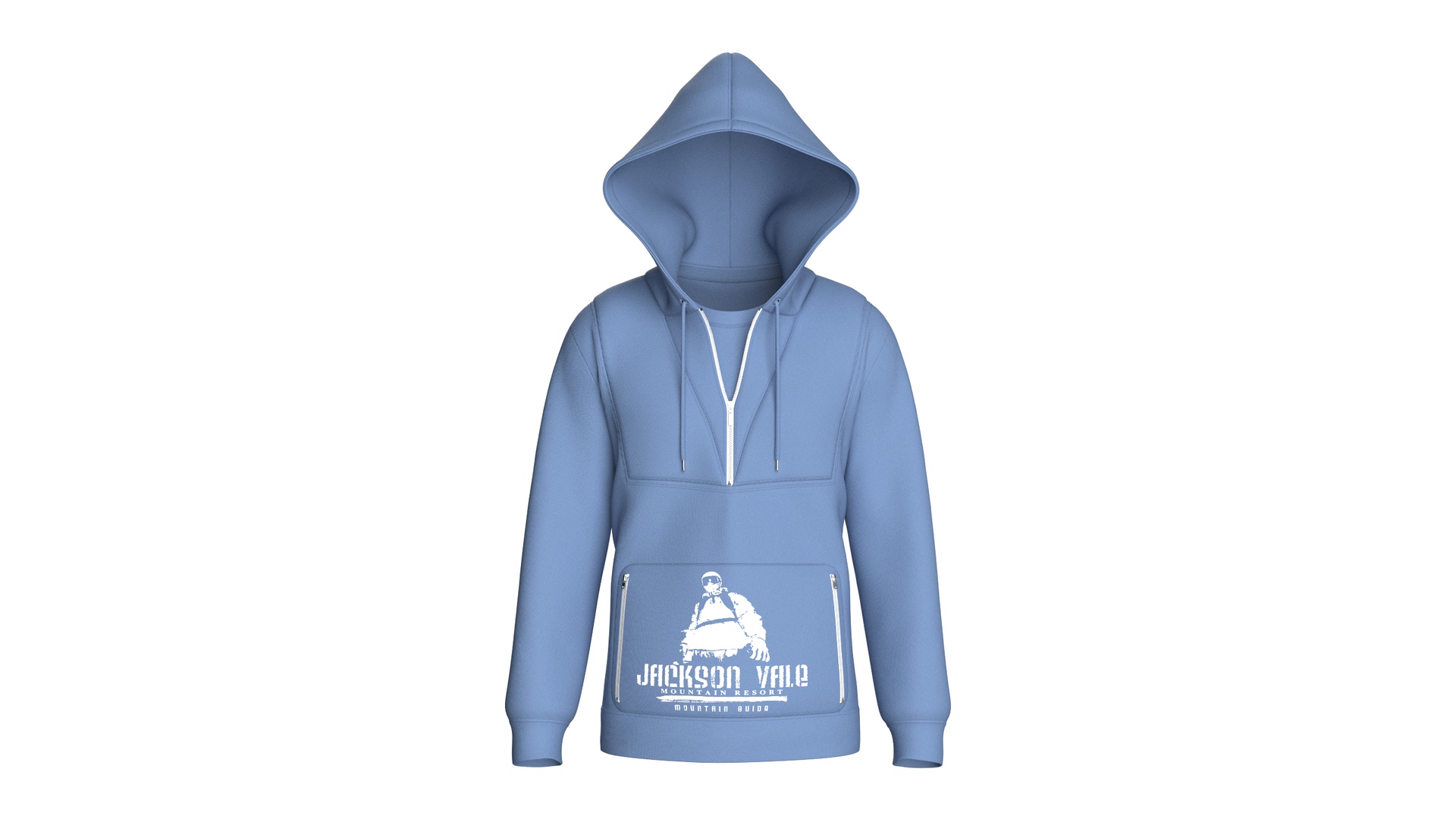 Media 1 for listing Men Double Layer Half - Zip Hoodie | High Poly