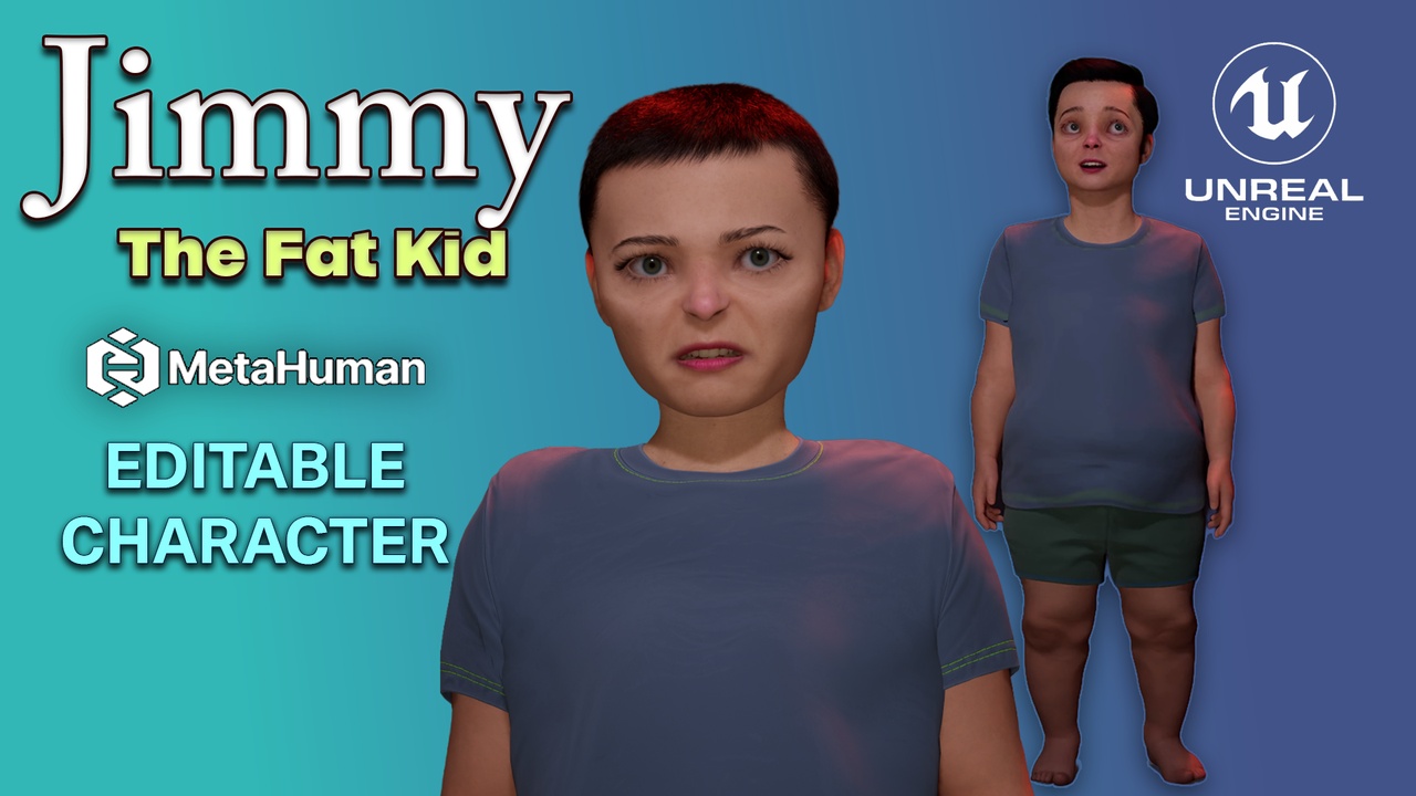 Media 1 for listing Jimmy - The Fat Kid | Editable MetaHuman Character
