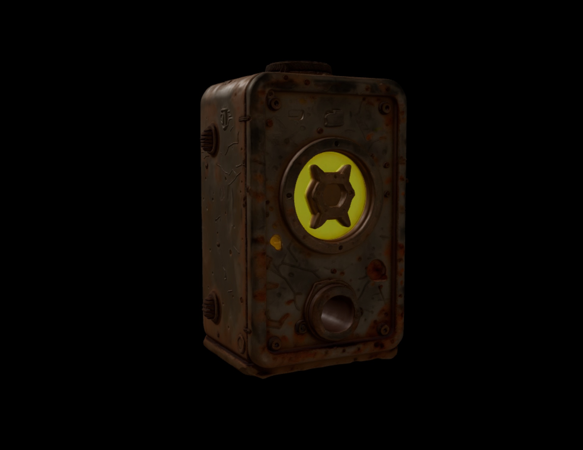 Media 1 for listing Rusty Ammo Crate Box – Glowing Emblem Wall Machine