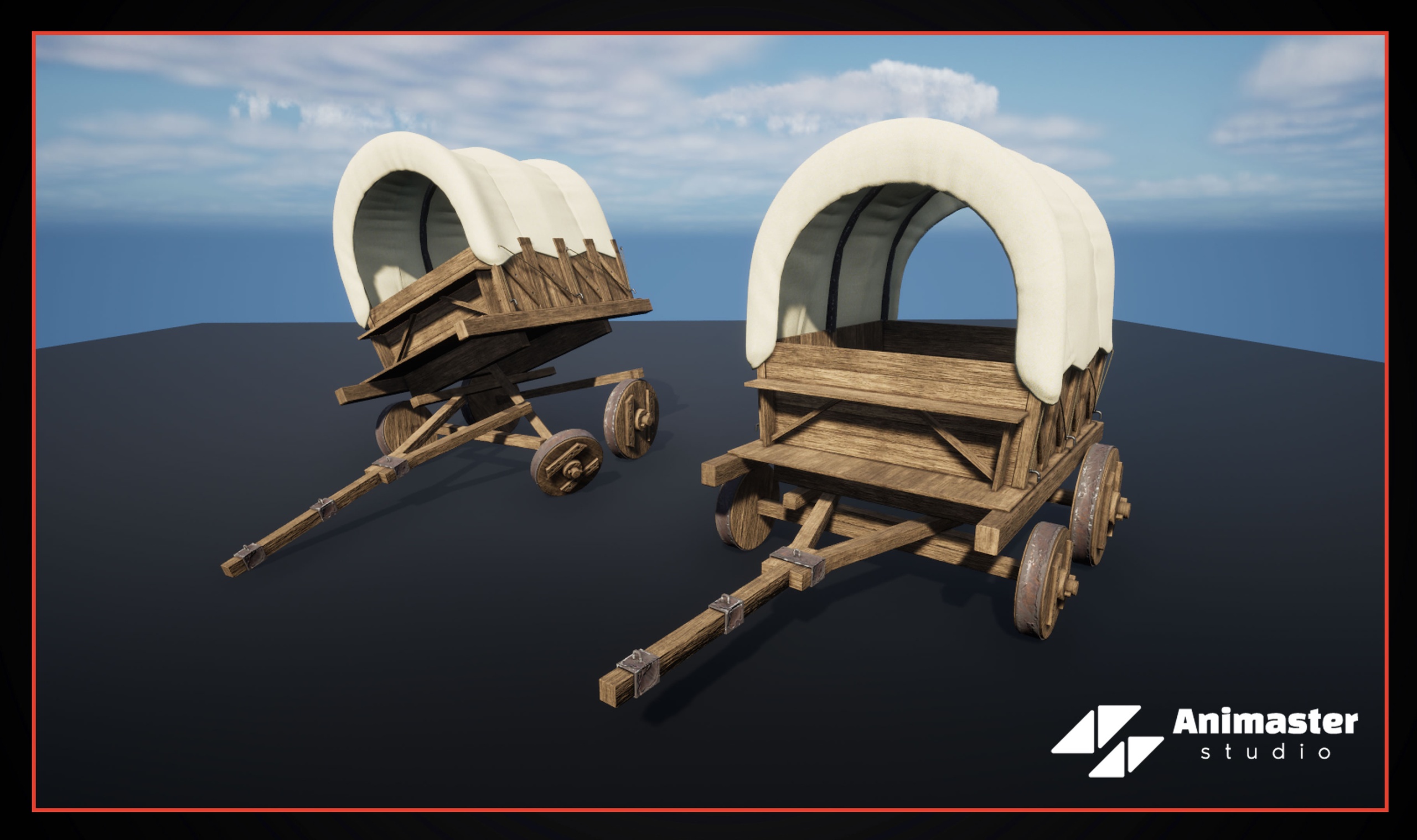 Media 1 for listing Medieval Horse-Drawn Cart – Rigged & Animated