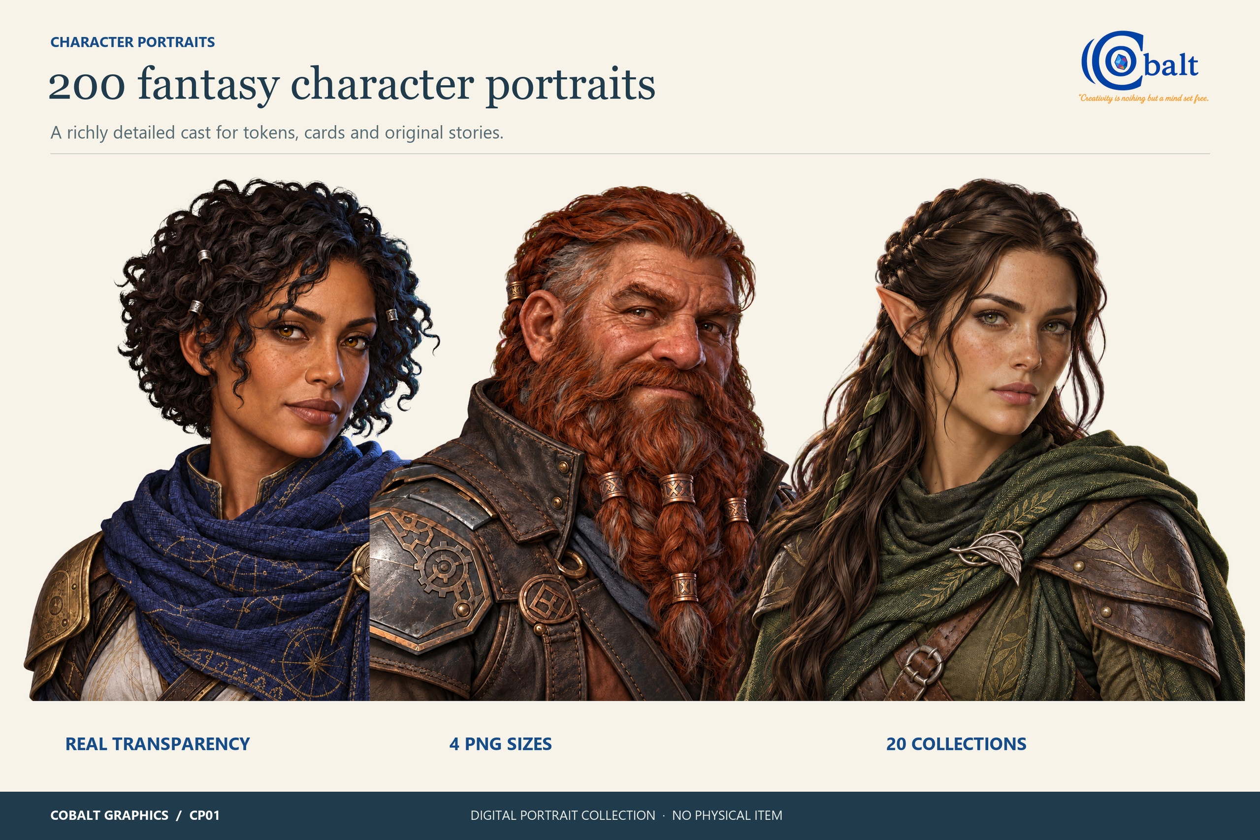 Media 1 for listing 200 Fantasy Character Portraits