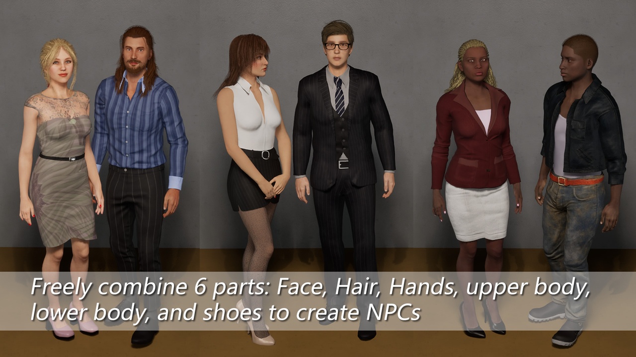 Media 1 for listing Modular Character Urban Citizen NPC Population Generator VRHM